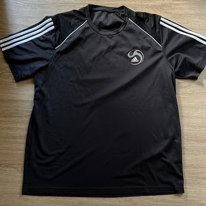 Adidas black with white stripes on arms